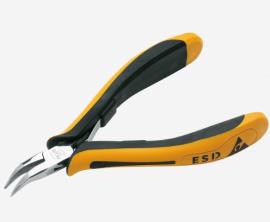 Klešta špic kriva ESD 115 mm za finu elektroniku, sa vrhovima pod 45°, glatkim vilicama, oprugom i provodnim antistatičkim rukohvatima NWS